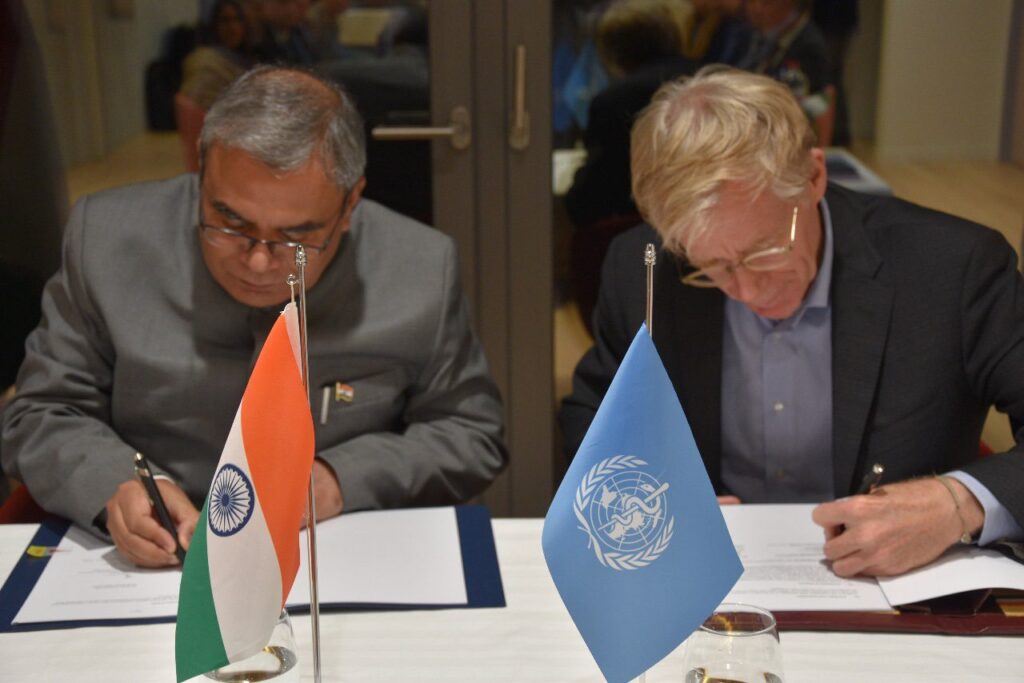 Ministry of Ayush signed the Project Collaboration Agreement with WHO in the realm of traditional & complimentary medicine in the presence of Shri Indra Mani Pandey (Permanent Representative of India to the UN), Dr. Bruce Aylward, Dr. Rudi Eggers, Dr. Kim Sungchol.