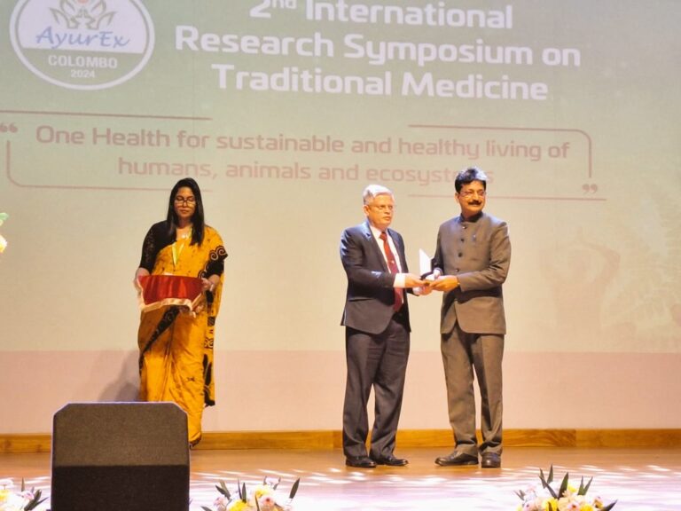 "Ayurveda a cornerstone of One Health for sustainable healthy living" in Colombo, Prof Rabinarayan Acharya