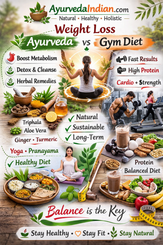 Ayurveda and gym diet for weight loss